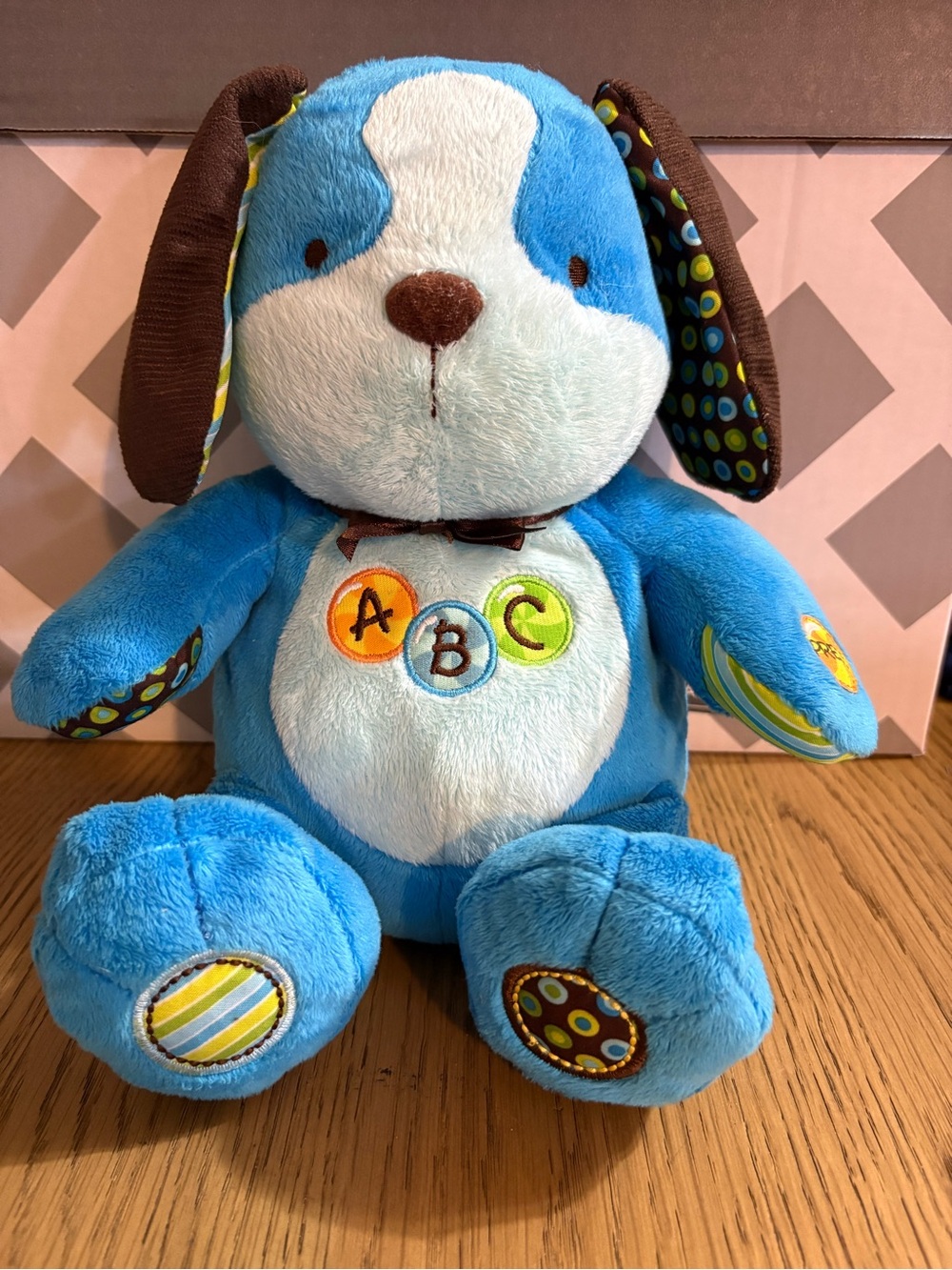 Carter's Blue ABC Puppy Plush Dog with Patterned Accents